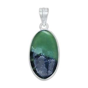 Colgante de Jade Nefrita en Forma de Gema, Chapado en Plata sobre Latón, Amuletos y Colgantes de Moda, Collares de Moda para Unisex - Product Image 2