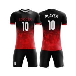 Tenue de football professionnelle 100% polyester à manches courtes, légère, respirante, maillots personnalisés, ensemble d'équipe, vêtements de football - Product Image 2