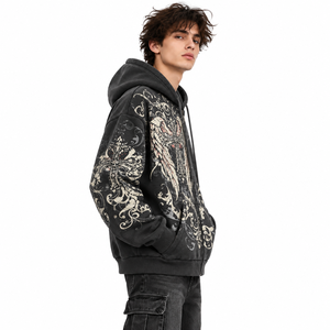 Custom <b>Black</b> Vintage Winter Pullover <b>Hoodie</b> <b>Men</b> Oversized Digital Printing Sweatshirt Trendy Streetwear - Product Image 2