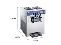 Machine à glaces molles commerciale 3 saveurs 25-28L/H, machine à glaces automatique de table pour les entreprises