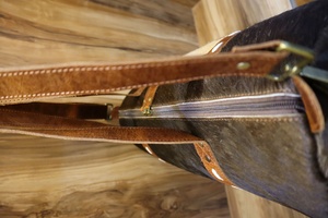 Grand sac de week-end en cuir véritable Western Aztec Black Duffel avec motif géométrique Fermeture à glissière Boho Travel Luggage Bag - Product Image 4