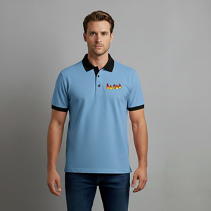 Chemises polo homme unies décontractées pour l'été, broderie personnalisée, séchage rapide, respirantes, 100% coton, vente flash - Product Image 1