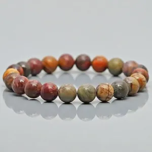 Natural Picasso Jasper 8mm Smooth Round AA Grade Gemstone Beads <b>Stretch</b> <b>Bracelet</b> Healing Jewelry Wholesale - Product Image 4