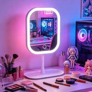 LED Vanity <b>Mirror</b> Stand Up <b>Makeup</b> <b>Mirror</b> <b>Lighted</b> Cosmetic <b>Mirror</b> <b>with</b> Tray for Bedroom Dressing Table - Product Image 5