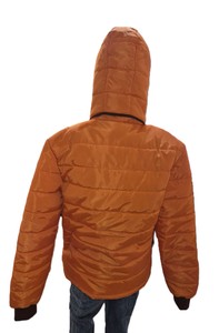 CHAMP KING Veste matelassée orange pour homme, col rabattable, fermeture éclair - Product Image 5