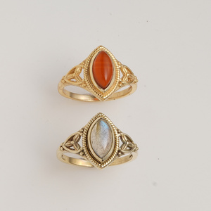 Natural <b>Labradorite</b> Marquise Brass <b>Ring</b> Modern Celtic Filigree Shopping Handmade Elegant Jewelry for Women - Product Image 5