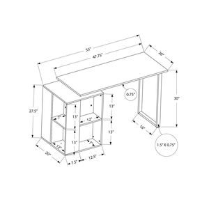 Scrivania per Computer Contemporanea 55'' in Laminato Bianco e Metallo Grigio per Ufficio Domestico con Ripiani di Archiviazione Sinistro e Destro - Product Image 4