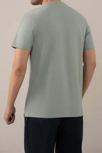 Camiseta de Cuello Redondo para Hombre, Hecha a Medida, de Manga Corta, Color Gris Verde Claro, Algodón Suave, Corte Holgado, para Verano, con Logotipo Personalizado OEM - Product Image 2