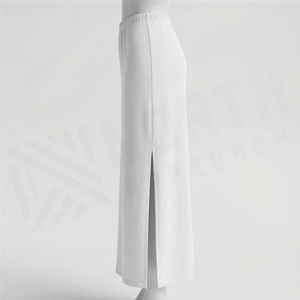 Jupe crayon à taille élastique pour femmes, couleur unie, fente latérale, longueur genou, style minimaliste, tissu en spandex et polyester, à porter en toutes saisons - Product Image 3