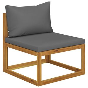 Set Lounge da Giardino in Legno di Acacia Grigio Scuro e Marrone 100% Poliestere - Product Image 6