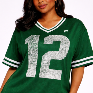 Camiseta de fútbol americano de malla verde con cuello en V, ajuste holgado, personalizada, para entrenamiento, del fabricante - Product Image 2