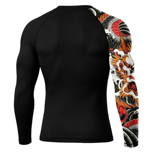 Rashguard à manches longues pour homme, imprimé dragon noir, design par transfert thermique direct, respirant, séchage rapide, Spandex/Polyester - Product Image 4