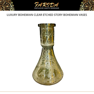 Farida Hookahs - Jarrones de Lujo Bohemios de Vidrio Transparente con Grabado a Mano Profundo, Tipo Espejo, Acabado Brillante, 30 cm, Estilo Egipcio - Product Image 2
