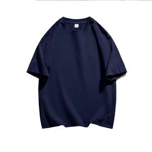 เสื้อยืดคอกลมแขนสั้นผู้ชายสีพื้นผ้าฝ้าย 100% สไตล์สตรีทแฟชั่นลำลองแบบถักทอความยาวปกติ - Product Image 3