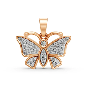 Lab Grown Diamond Butterfly Pendant <b>Necklace</b> 14K Yellow Gold Rhodium Plated IGI Certified Women's Nature Inspired Jewelry Gift - Product Image 1