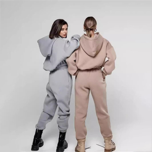 Conjunto de chándal holgado de moda para mujer, de felpa gruesa de 500 g/m², 100% algodón, talla grande - Product Image 2