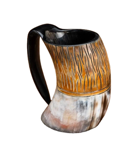 Buffalo Horn <b>Mug</b> Viking Design Luxury Style <b>Halloween</b> Pattern Eco-Friendly Reusable & Washable Party Use - Product Image 1