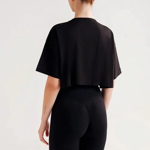Camisetas Cortas de Alta Calidad para Mujer, Ajuste Holgado, Algodón, Ropa de Yoga Ecológica, Secado Rápido, Transpirable, Manga Corta, Top Deportivo - Product Image 5