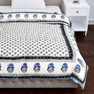 400 TC Pure Cotton Jaipuri Floral Pattern Bed <b>Quilt</b> <b>Single</b> Bed 85x55 Inches Soft & Cozy All-Season Lightweight - Product Image 5