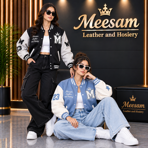 เสื้อแจ็คเก็ตวาร์ซิตี้สีเขียวสำหรับผู้ชาย ทำจากหนัง PU ปักตัวอักษร M ปกคอพับ สวมใส่สบายๆ ในฤดูใบไม้ร่วง ทรงปกติ - Product Image 6