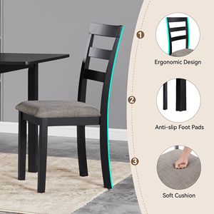 Set di 2 Sedie da Pranzo in Stile Rustico, in Legno Massello con Schienale Alto a Scala, Piedini Antiscivolo, Design Robusto per Uso in Cucina - Product Image 4