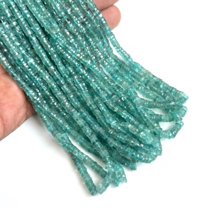 Natural Sky Blue Apatite Stone Faceted Heishi Tyre Disc <b>Beads</b> for Bracelet & Gemstone Jewelry Making 5mm <b>Direct</b> by Manufacturer - Product Image 3