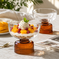 Gobelet à dessert en verre fait main de 220 ml, sans plomb, pour crème glacée, mousse, pudding, réutilisable, en vrac, pour fêtes, moderne