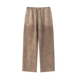 Pantalon de survêtement style urbain personnalisé en molleton bouclette avec logo, coupe évasée et jambe droite, 100 % coton, effet délavé à l'acide - Product Image 5