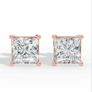 Elegant 5.5mm Princess Cut <b>Stud</b> <b>Earrings</b> Square Solitaire Design IGI Certified <b>Fine</b> Jewelry 925 Silver Women Minimal Daily Wear - Product Image 5