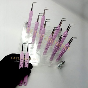 Best Stainless Steel <b>Smooth</b> Tip 90 Degree Eyelash Extension Tweezers Diamond Grip Silver Tip Heart Cutout Design Beauty <b>Tools</b> - Product Image 1