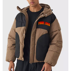 OEM Custom Embroidered Warm Thicken Hooded Puffer Jacket Quilted <b>Padded</b> Detachable Hood Puffer <b>Coat</b> Jacket - Product Image 1