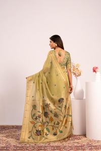 Sari Paithani traditionnel de créateur, dernière collection, en pur viscose et coton doux, avec magnifique tissage Zari, richement orné sur le pallu et la bordure – Fournisseur - Product Image 3