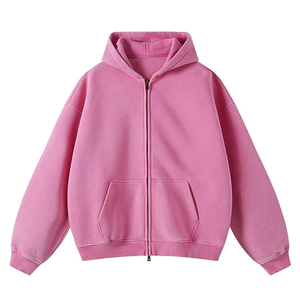 Sudadera con capucha personalizada para hombre, con cremallera completa, estilo acid wash, forro polar grueso, estilo streetwear, con cremallera y bordado personalizado, al por mayor. - Product Image 2