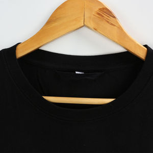 Camiseta de Manga Corta Negra para Hombre, Cuello Redondo, Corte Regular, Informal, Tejido de Punto, 100% Algodón, Diseño Liso, Color Sólido, Tejido Jersey Transpirable - Product Image 6