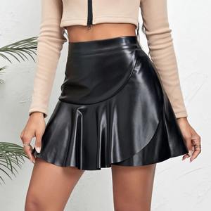 Jupe mini plissée taille haute en cuir véritable noir pour femme 2026, douce, moulante, respirante, séchage rapide, idéale pour l'hiver, décontractée ou soirée - Product Image 3