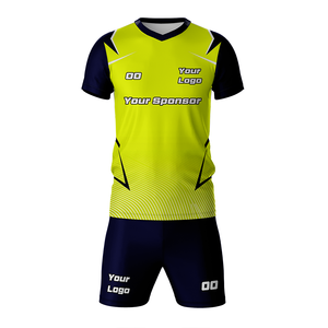 Custom Men's Soccer Jersey <b>Set</b> Sublimated V-Neck Yellow <b>Colour</b> Moisture Wicking Polyester Uniforms for Club Matches - Product Image 1