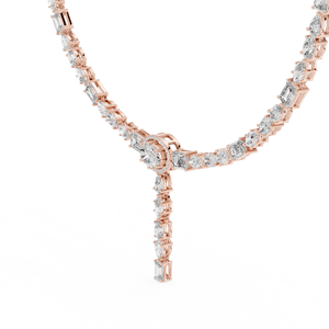 LUXURY 18KT WHITE GOLD RHODIUM PLATED TENNIS CHAIN NECKLACE ADORNED 14.2CT MIX CUT LAB GROWN DIAMONDS for PARTY WEAR WEDDINGS - Product Image 5