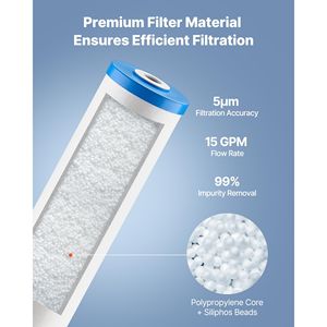 Cartuccia di Ricambio per Filtro Acqua Domestico 4.5'' X 20'' PP Polifosfato Inibitore di Calcare per Tutta la Casa - Product Image 3