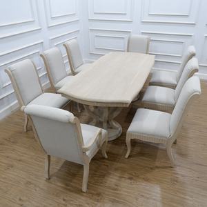 ชุดโต๊ะอาหารสไตล์ฝรั่งเศสโบราณ เฟอร์นิเจอร์เก้าอี้ทานข้าว 8 ตัว พร้อมโต๊ะอาหาร - Product Image 1