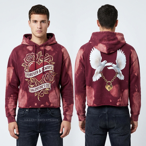 Sudadera con Capucha Oversize Personalizada con Estampado de Rosa y Corazón Anatómico para Hombre, Diseño Floral, San Valentín, Estilo Urbano, Forro Polar - Product Image 2
