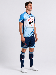 Uniforme de fútbol profesional, ropa deportiva para equipos, conjunto de camiseta y pantalones cortos de fútbol, tela de alto rendimiento con control de humedad - Product Image 3
