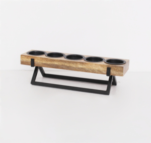Bougeoirs faits à la main 5 T-Light Cup Centerpiece Rectangulaire Rustique Décoration en bois Moderne Bougeoir Pilier - Product Image 4