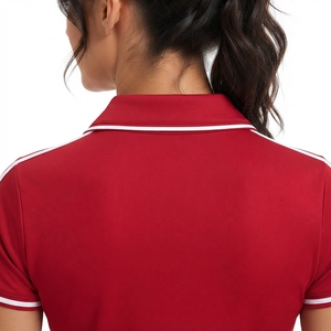 Women's <b>Red</b> Fitted Tennis <b>Dress</b> <b>Short</b> Sleeve Turn-down Collar Solid Color Quick Dry Summer Sportswear - Product Image 5