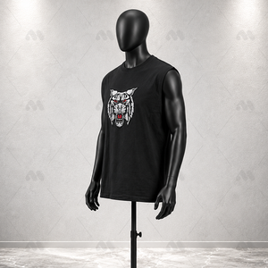 Camiseta sin mangas para hombre con estampado de animales, diseño de tigre, tejido de algodón, corte regular, estilo casual de verano para la calle. - Product Image 2