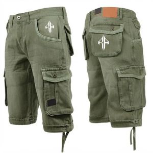 Pantalones Cortos de Mezclilla para Hombre, de Alta Calidad, con Estampado de Serigrafía, Estilo Jeans, de Pierna Ancha, Material Spandex/Poliéster - Product Image 1
