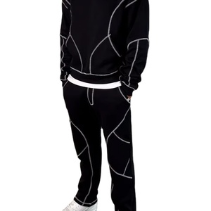 Winter Heavy Weight Breathable Fleece 100% Cotton Casual Logo Sweatsuit Baggy Tracksuits <b>Pullover</b> Hoodie Flare Sweatpants Set - Product Image 4