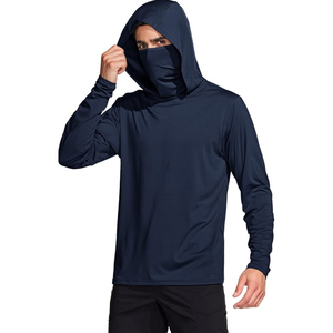 Sweat à capuche à manches longues pour homme, blanc uni, protection solaire UPF 50 anti-UV, pull de pêche en polyester - Product Image 5