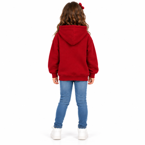 Sweat-shirt à capuche rouge de Noël pour filles, motif pain d'épices et houx, pull pour enfants, vente en gros, OEM ODM - Product Image 6