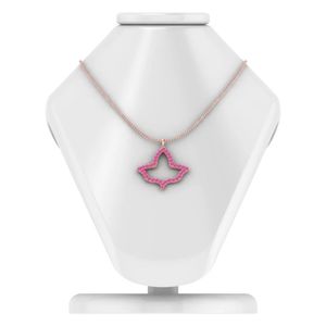 Rose Gold Pink Crystal Leaf <b>Necklace</b> Women Elegant Fashion Jewelry Large Pendant <b>Necklace</b> Stylish Accessory Gift Daily Wear - Product Image 1