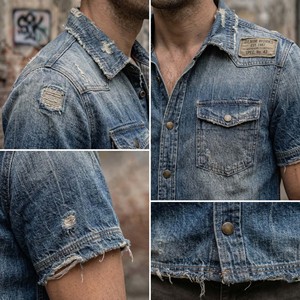 Polo de Mezclilla Vintage Personalizado para Hombre, Estilo Urbano, con Bordes Deshilachados, Manga Corta, Polo de Mezclilla Gruesa para Hombre - Product Image 4